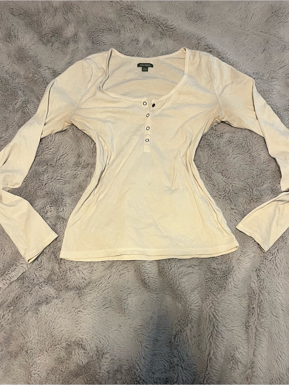 wild fable Cream Scoop-Neck Henley Long Sleeve Top